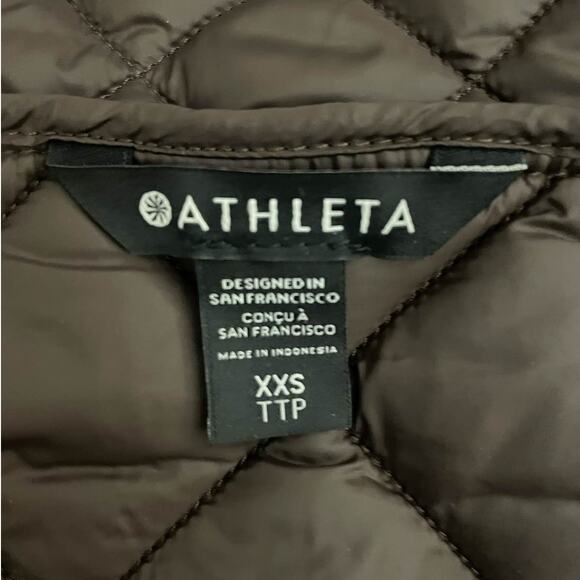 Athleta Whisper Featherless Parka Brown Quilted Hooded Puffer - Picture 10 of 10